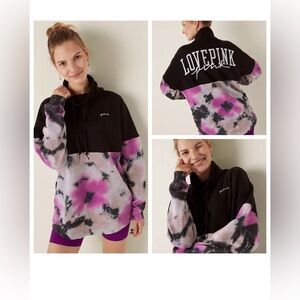 VS PINK  VARSITY COWL ZIP PULLOVER SWEATER JACKET OVERSIZED XS BNWT
